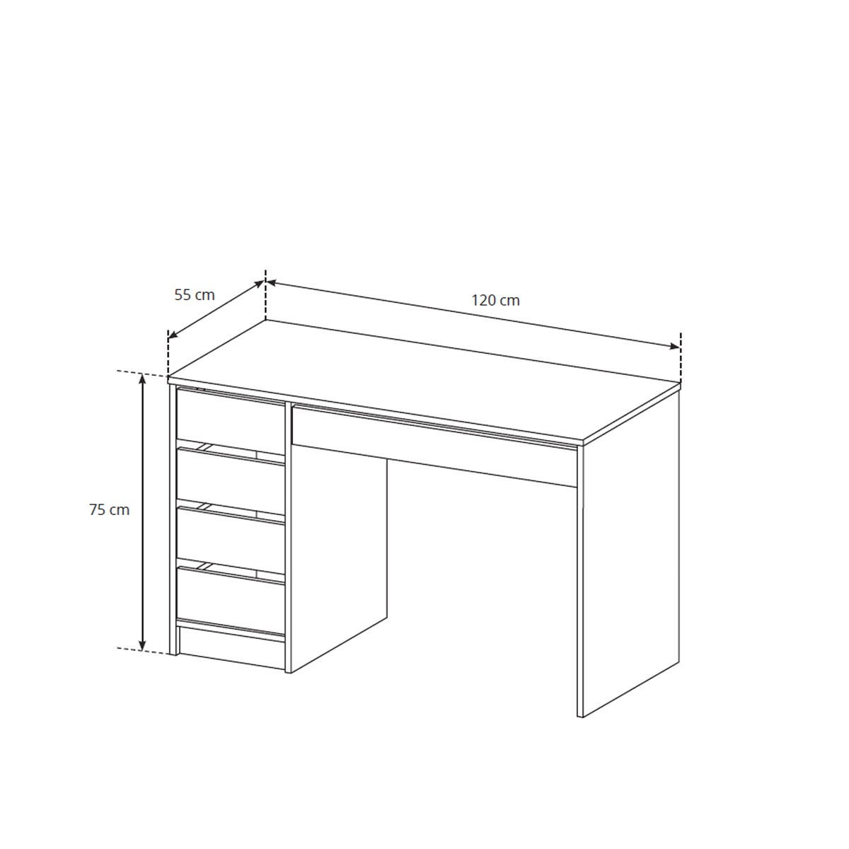 SCHREIBTISCH Megan, Anthrazit, Mit 4 Schubladen - Graphitfarben, Holzwerkstoff (55/120/75cm) - Bettso