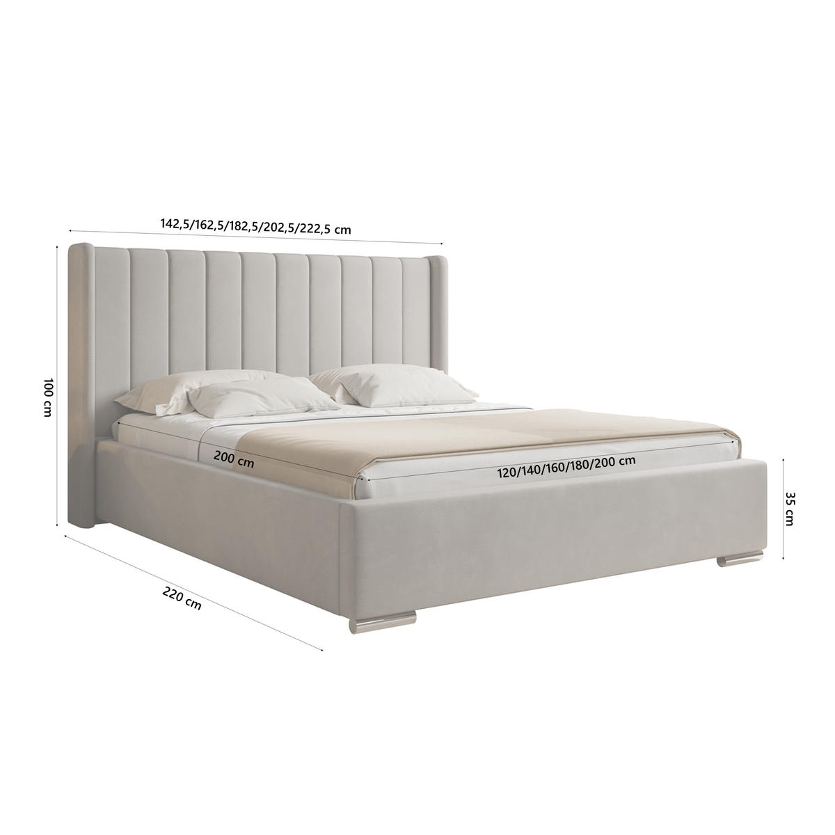 POLSTERBETT PAMBRIA 140x200 cm, Beige - Beige, Textil (200/140cm) - Fedve
