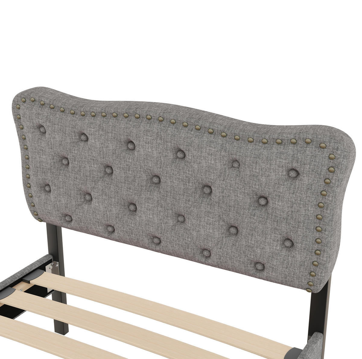 POLSTERBETT 90/200 cm Grau aus MDF mit 2 Schubladen - Grau, Textil (90/200cm) - OKMYHOME