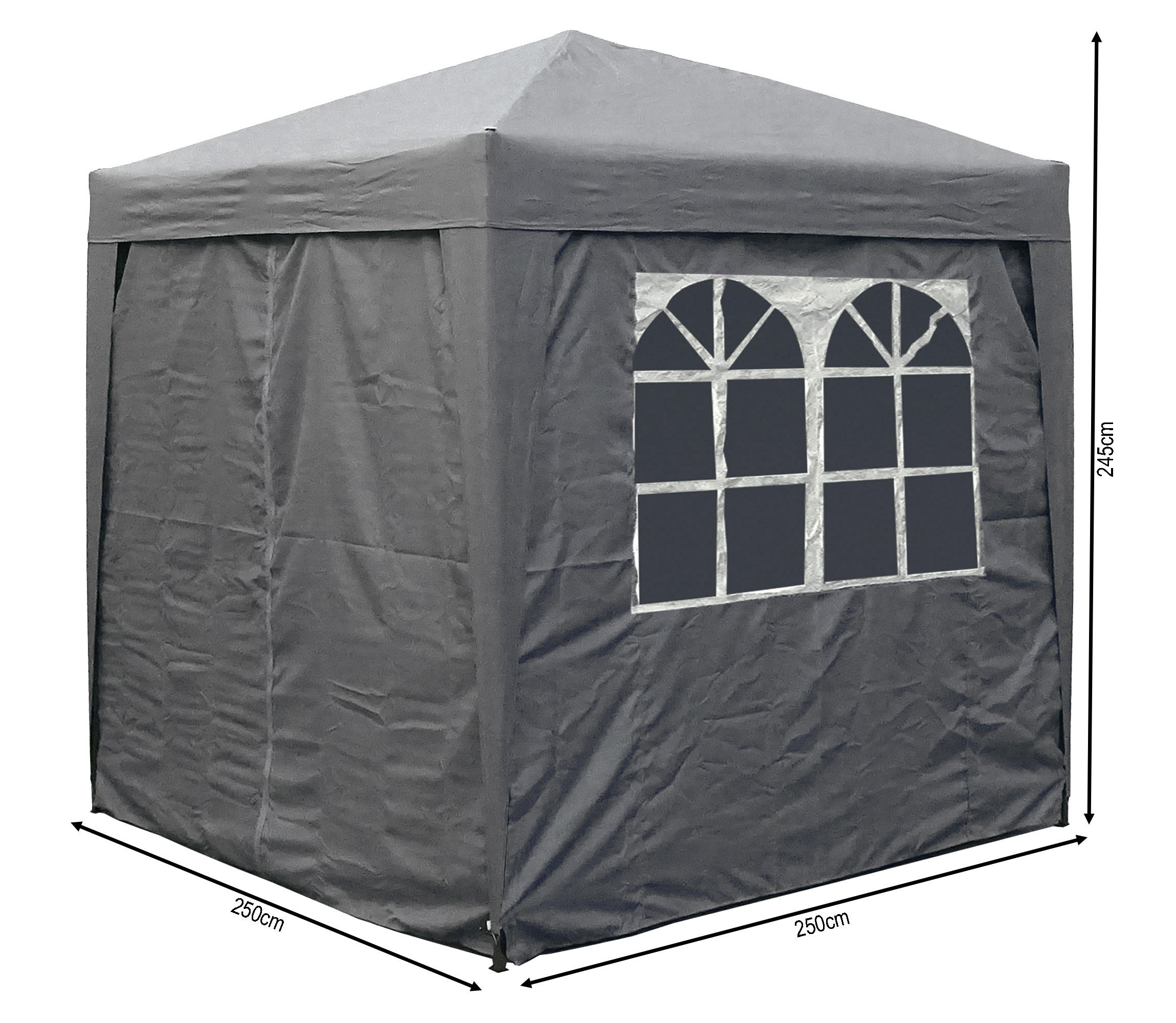 FALTPAVILLON 2,5x2,5m Smoky Grau - Grau, Metall (250/245/250cm) - QUICK STAR