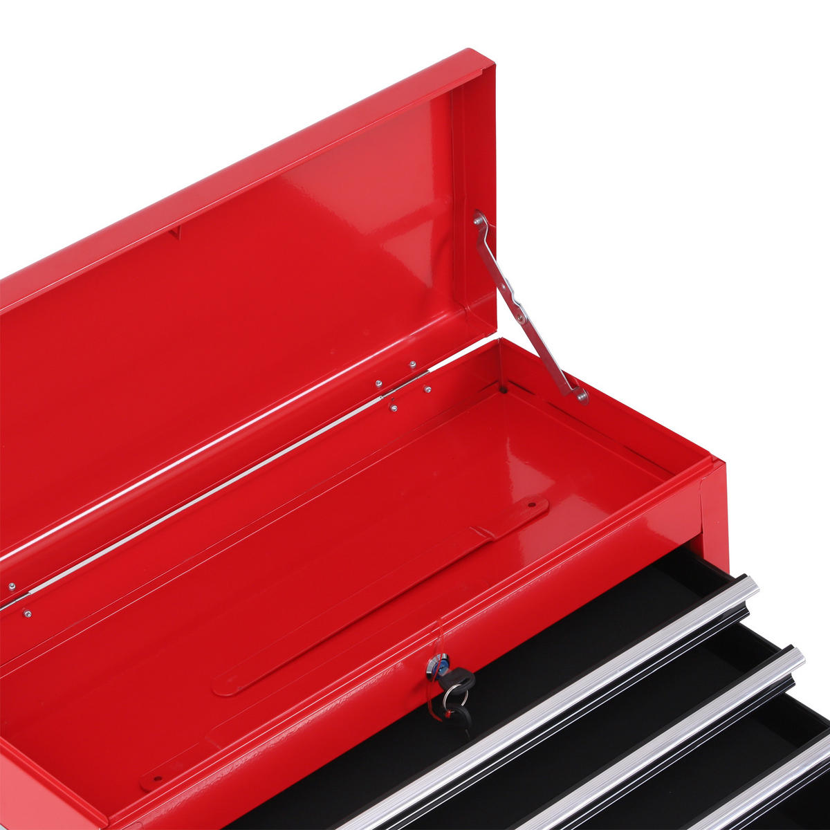 WERKZEUGWAGEN DE-18982 6 Schubladen + abnehmbarer Koffer Rot/Schwarz - Rot, Metall (39/73/68cm) - ComfortXL