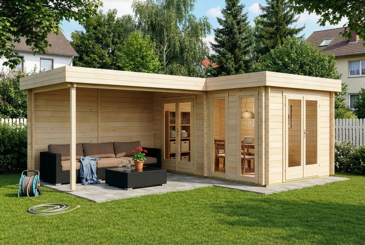 GARTENHAUS Holz Quinta - Naturfarben, Holz (720/236/520cm) - Alpholz