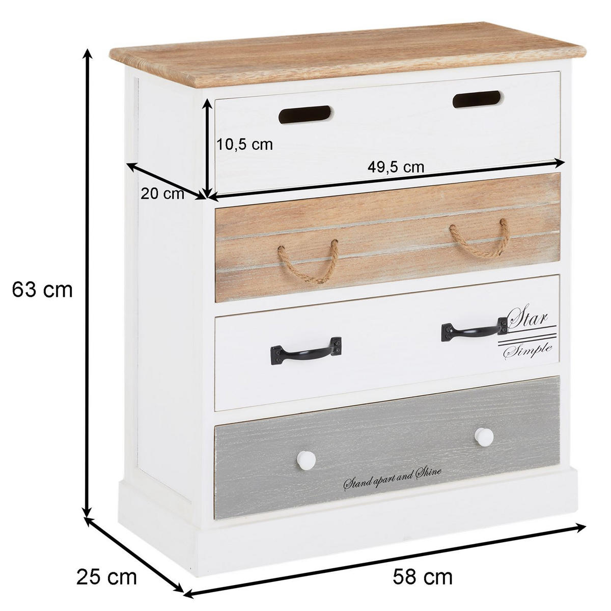 KOMMODE SALVA weiß - Weiß, Holz (58/63/27cm) - CARO-Möbel