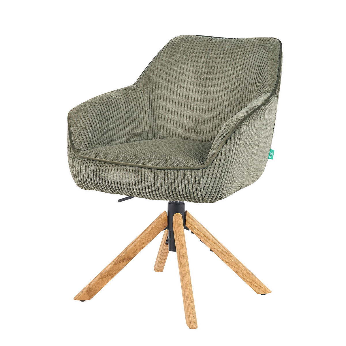 BÜROSTUHL Mika-Olea - Honigeiche/Grün, Eichenholz/Holz (60/83/61cm) - DUBI Möbel
