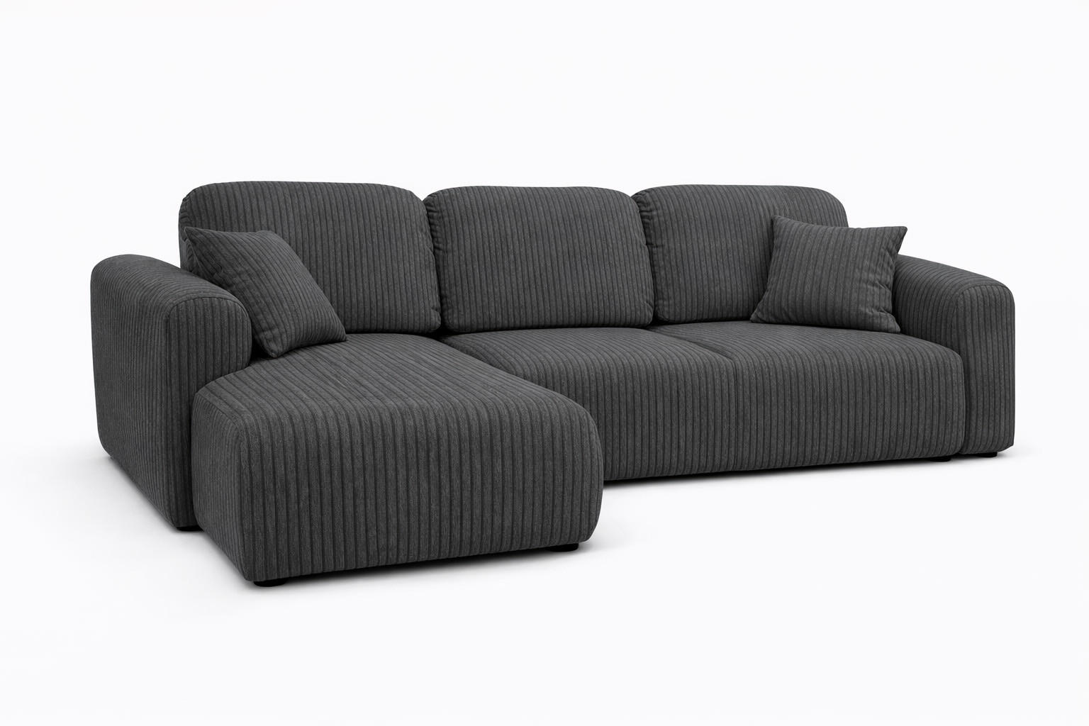 ECKSOFA Mit Schlaffunktion Und Bettkasten, Sofa L-Form Bingo L, Cordstoff Poso, Grau, Links - Grau, Holz (250/142cm) - Kaiser Möbel