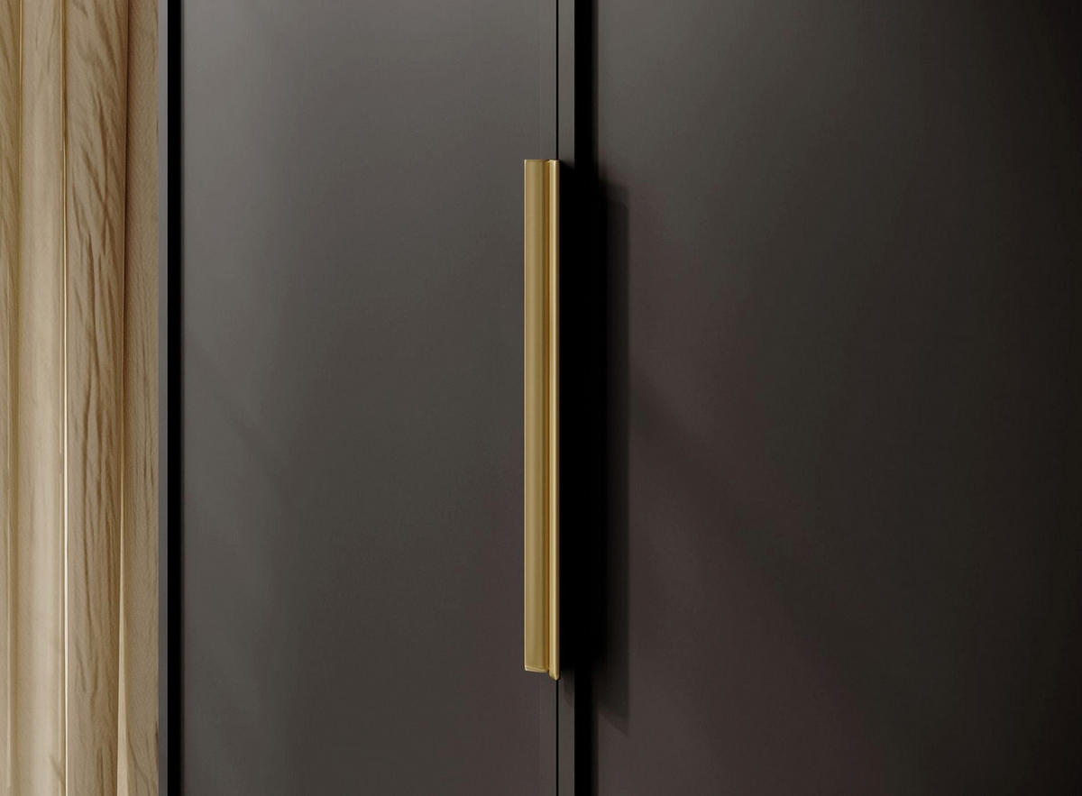 KLEIDERSCHRANK Frame Schwarz 100 cm - Goldfarben/Schwarz, Holzwerkstoff/Metall (100/200.5/57cm) - Selsey