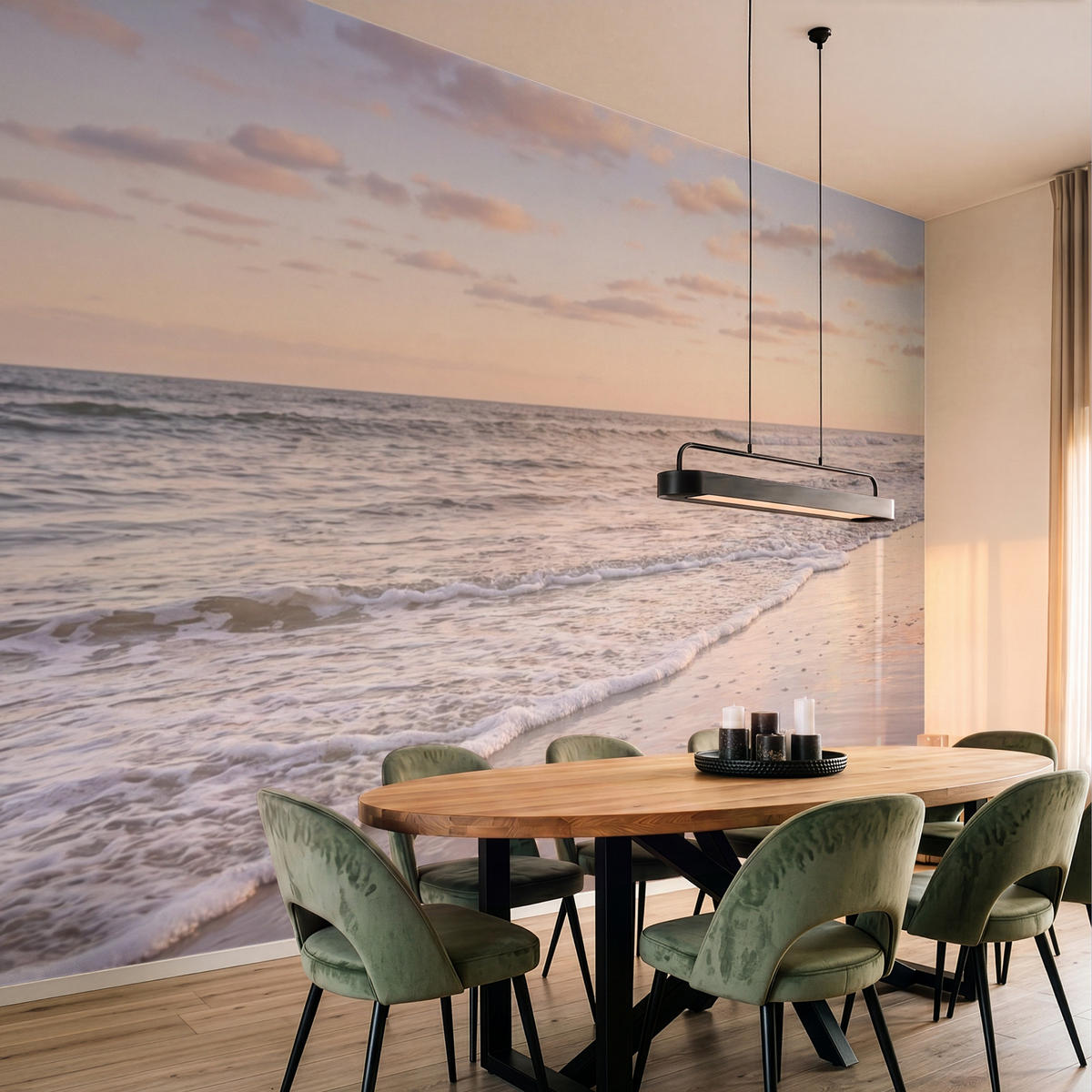TAPETE - Strand - Brandung - Wolken - 400x300 cm - Hellrosa, Papier (400/300cm) - OnlyWow