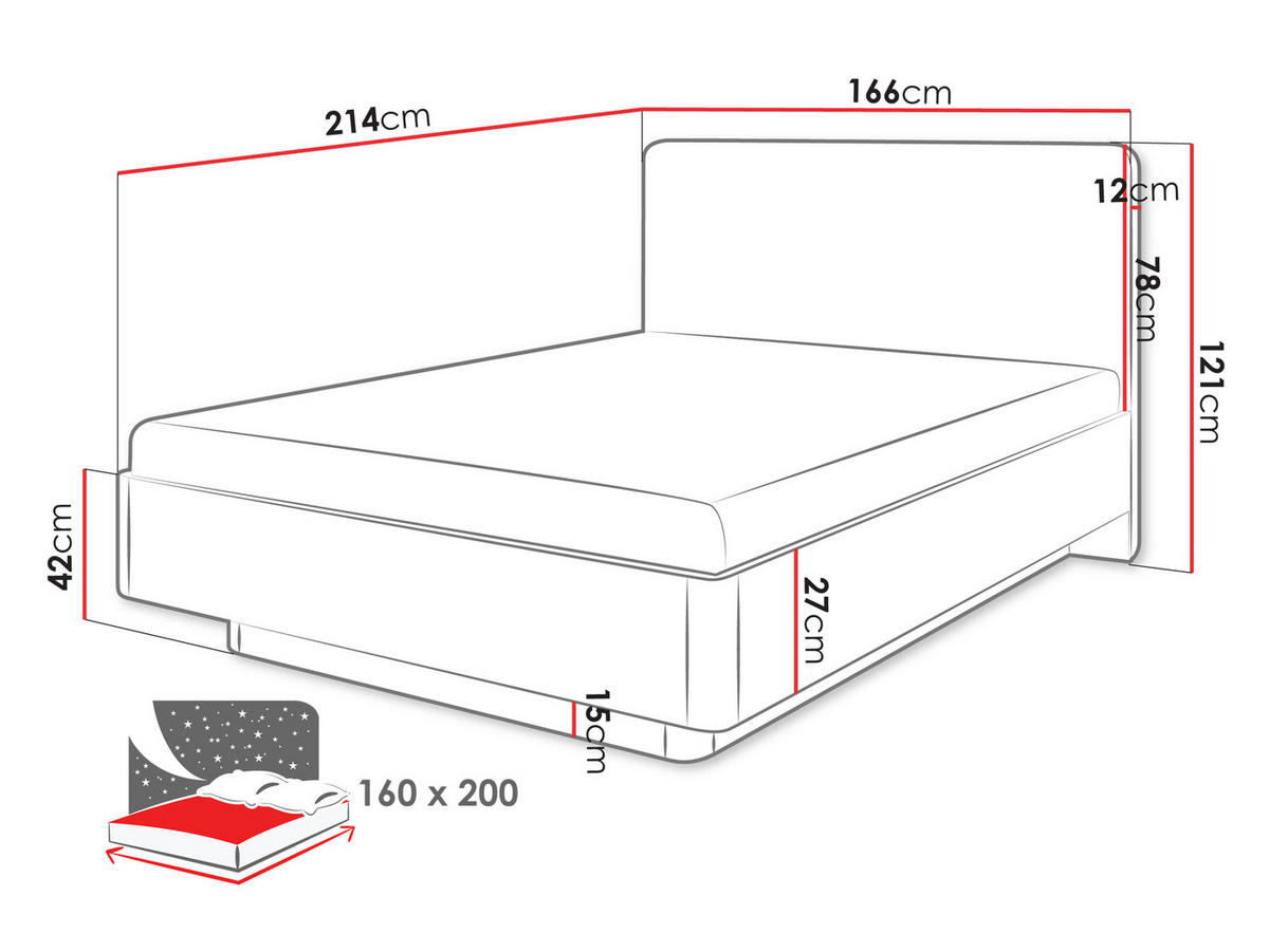 BETT Lante - Beige, Holzwerkstoff/Metall (160/200cm) - MIRJAN24