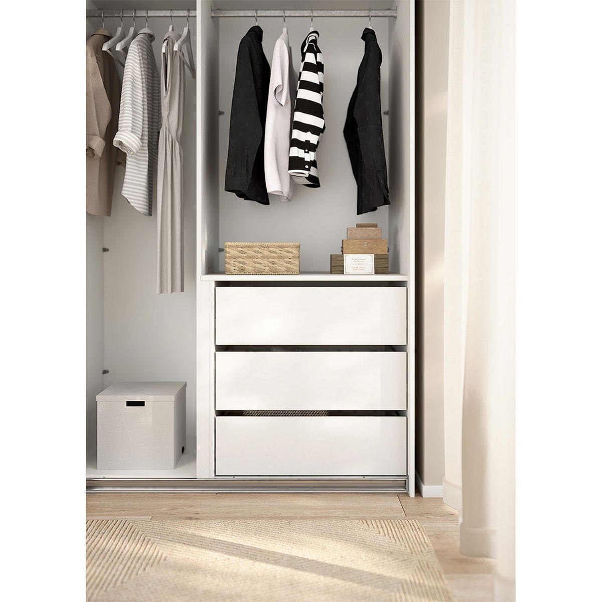 SCHUBLADENEINSATZ, Catania, Weiß, Holzwerkstoff, 70 x 55 x 72 cm - Weiß, Holzwerkstoff (70/72/55cm) - ebuy24