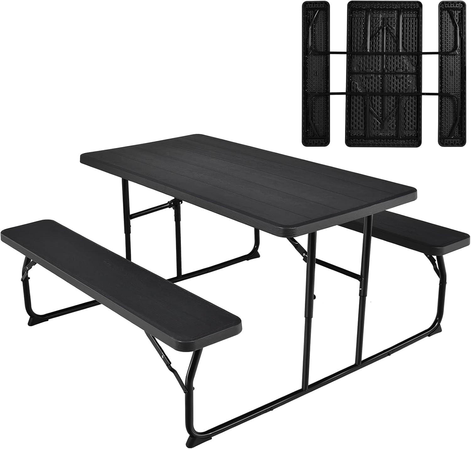 PICKNICKTISCH Klappbarer Schwarz - Schwarz, Metall - COSTWAY