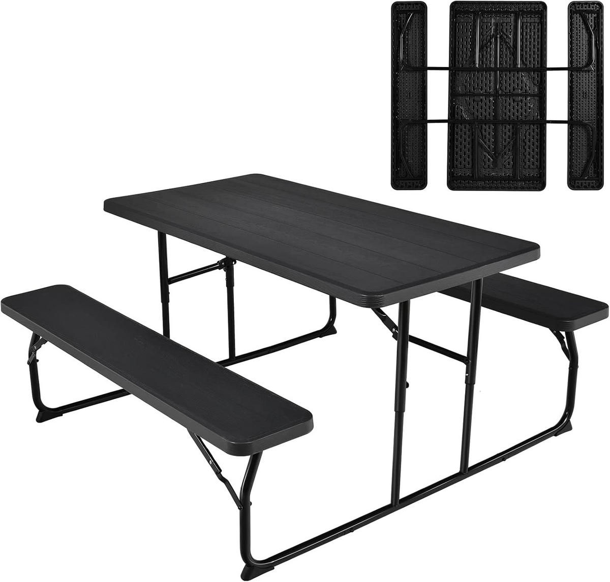 PICKNICKTISCH Klappbarer Schwarz - Schwarz, Metall - COSTWAY