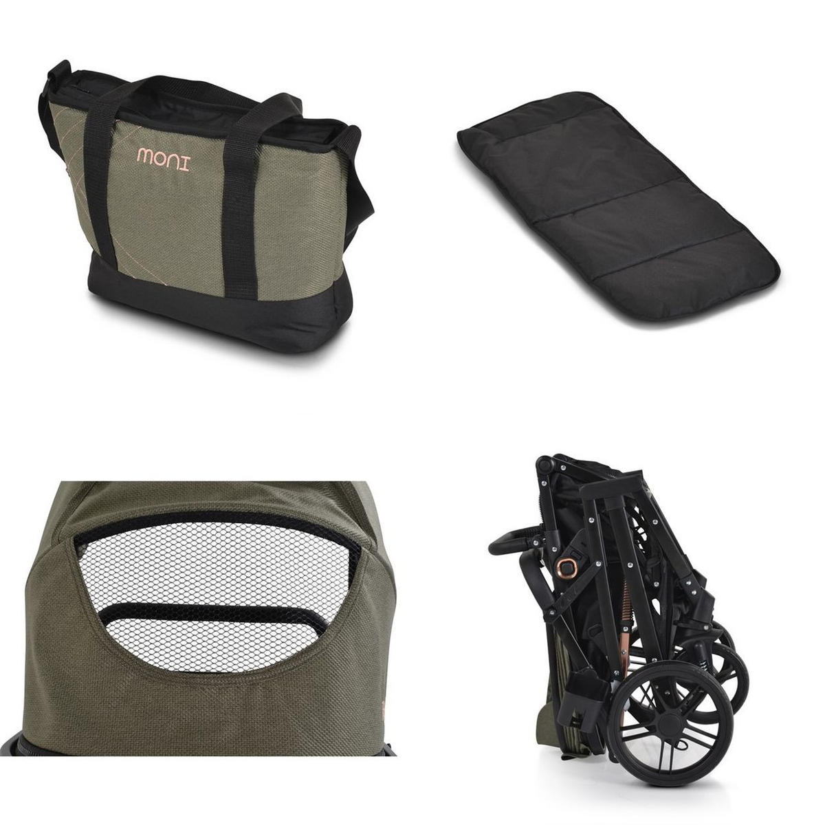 KINDERWAGEN Rafaello 2 in 1 grün mbaubar, Sportsitz, Fußabdeckung, Tasche - Grün, Metall (96/59/109cm) - Moni