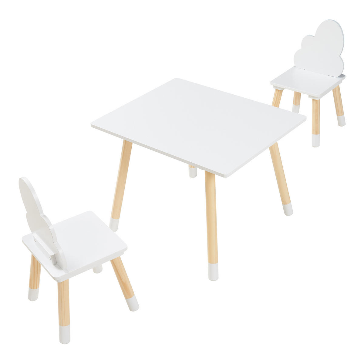 DĚTSKÁ SEDACÍ SOUPRAVA Hovle - bílá, dřevo/kompozitní dřevo (60/44/48cm) - [en.casa]