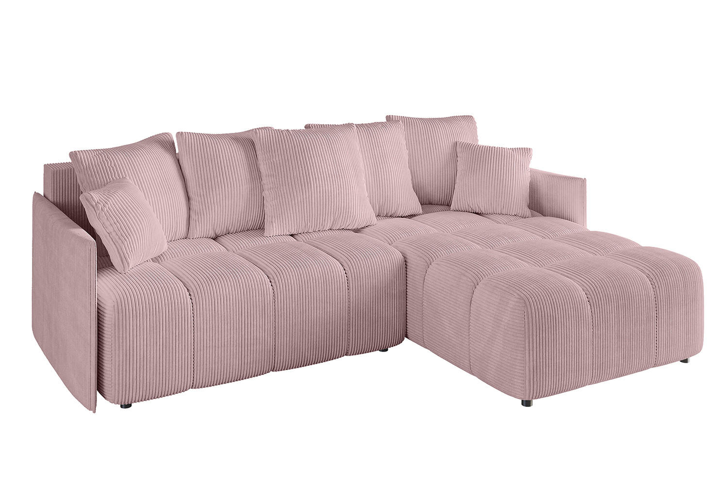 ECKSOFA Ottomane rechts LONLI-L 251x189x68 Rosa Cord - Rosa, Holzwerkstoff/Kunststoff (189/251cm) - ALTDECOR