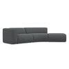 4-SITZER-SOFA Strukturstoff Stoff Grau - Schwarz/Graphitfarben, Kunststoff/Textil (335/70/166cm) - Makamii