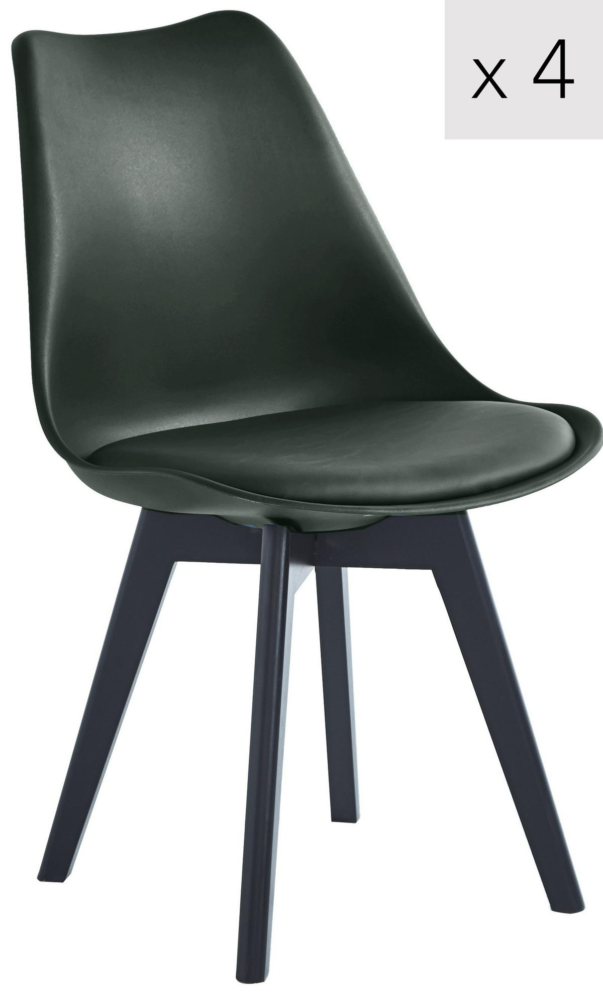 STUHL 4er-Set Polypropylen Schwarz - Schwarz, Kunststoff (49/84/53cm) - Nordlys