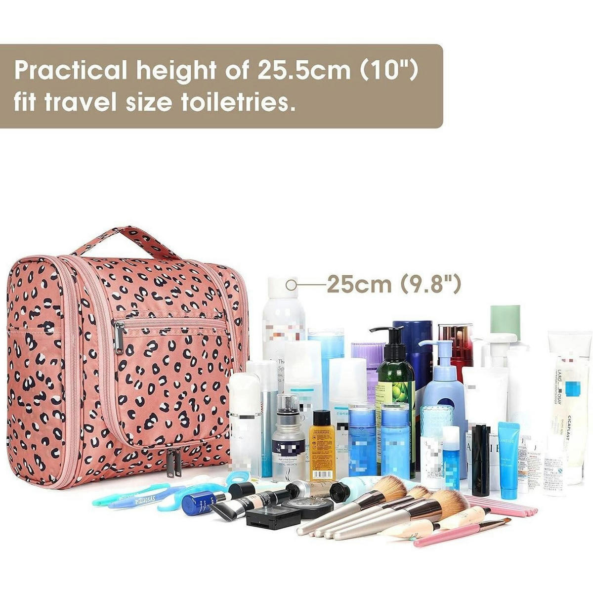 KULTURTASCHE zum Aufhängen mit Leopardenmuster, mittel - Multicolor, Textil (5/1/5cm)