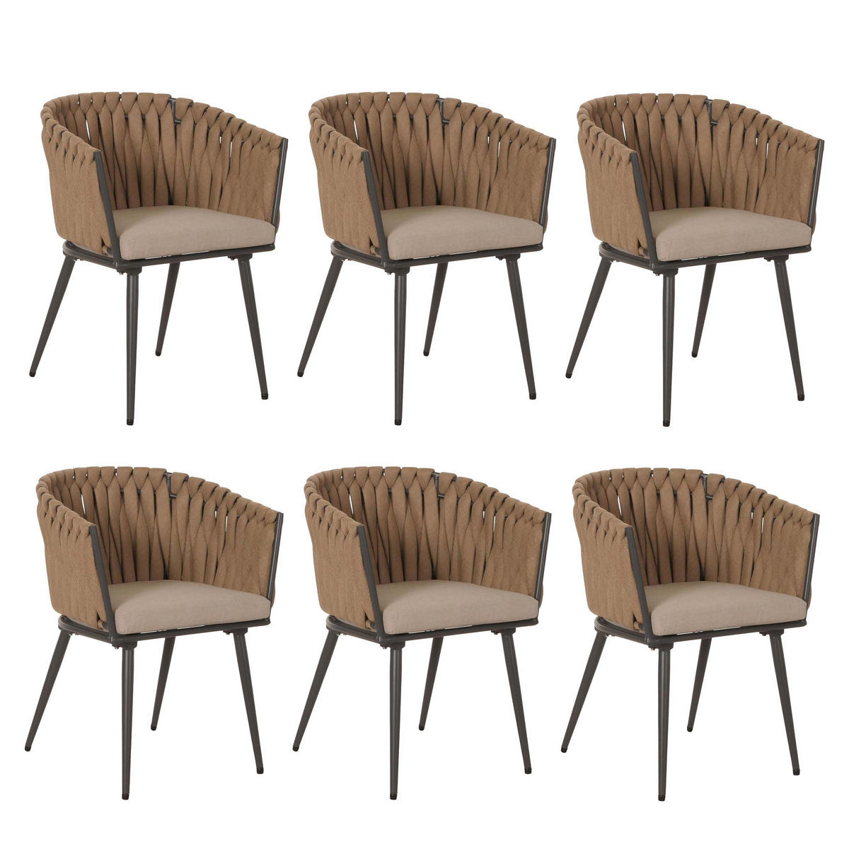 ESSZIMMERSTUHL Beige, Braun 6er-Set - Beige/Braun, Textil (61/82/57cm) - MCW