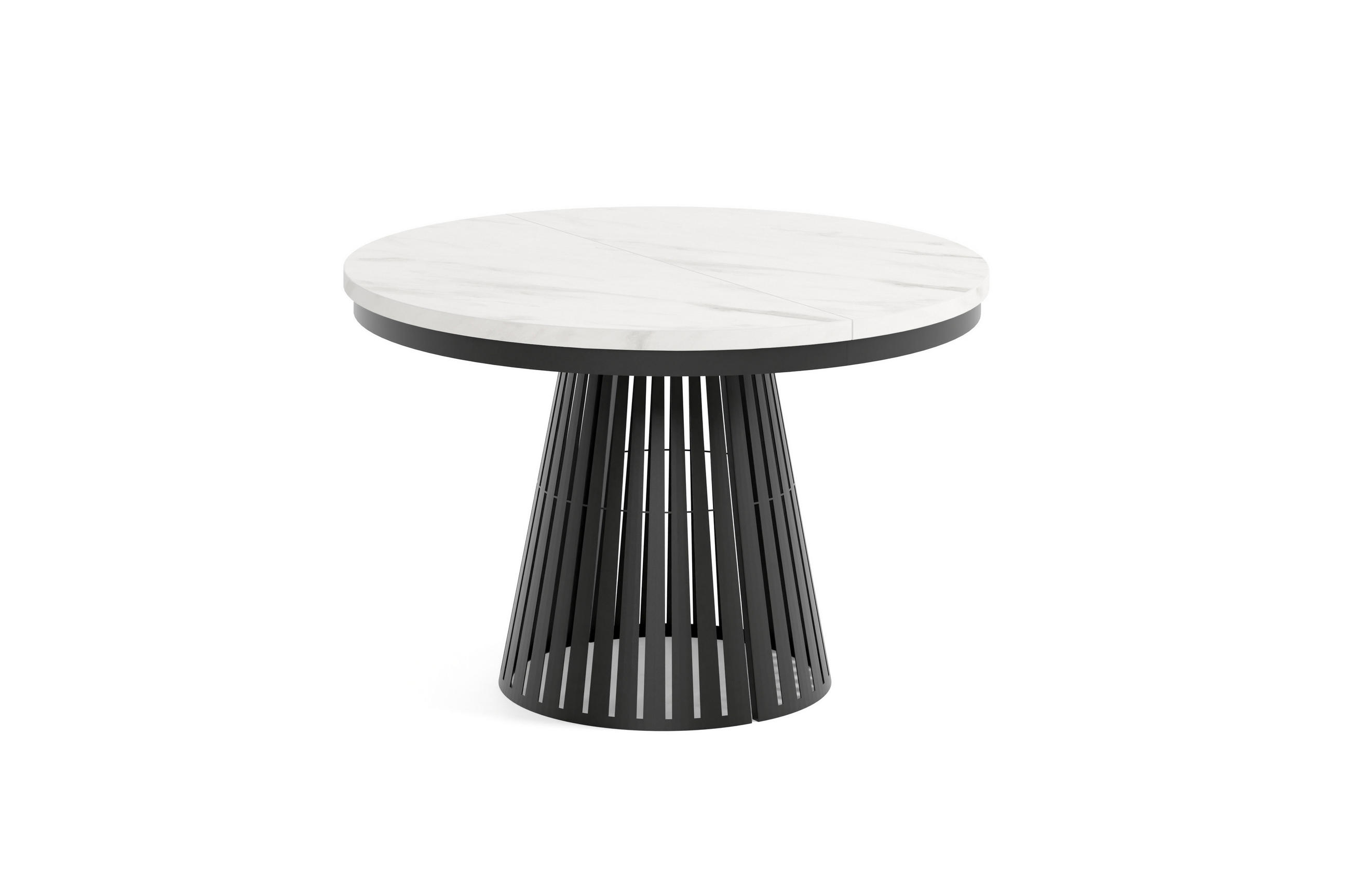 ESSTISCH Cone Bis - Weiß Hochglanz/Schwarz, Holzwerkstoff/Metall (120/120/76cm) - Meblini