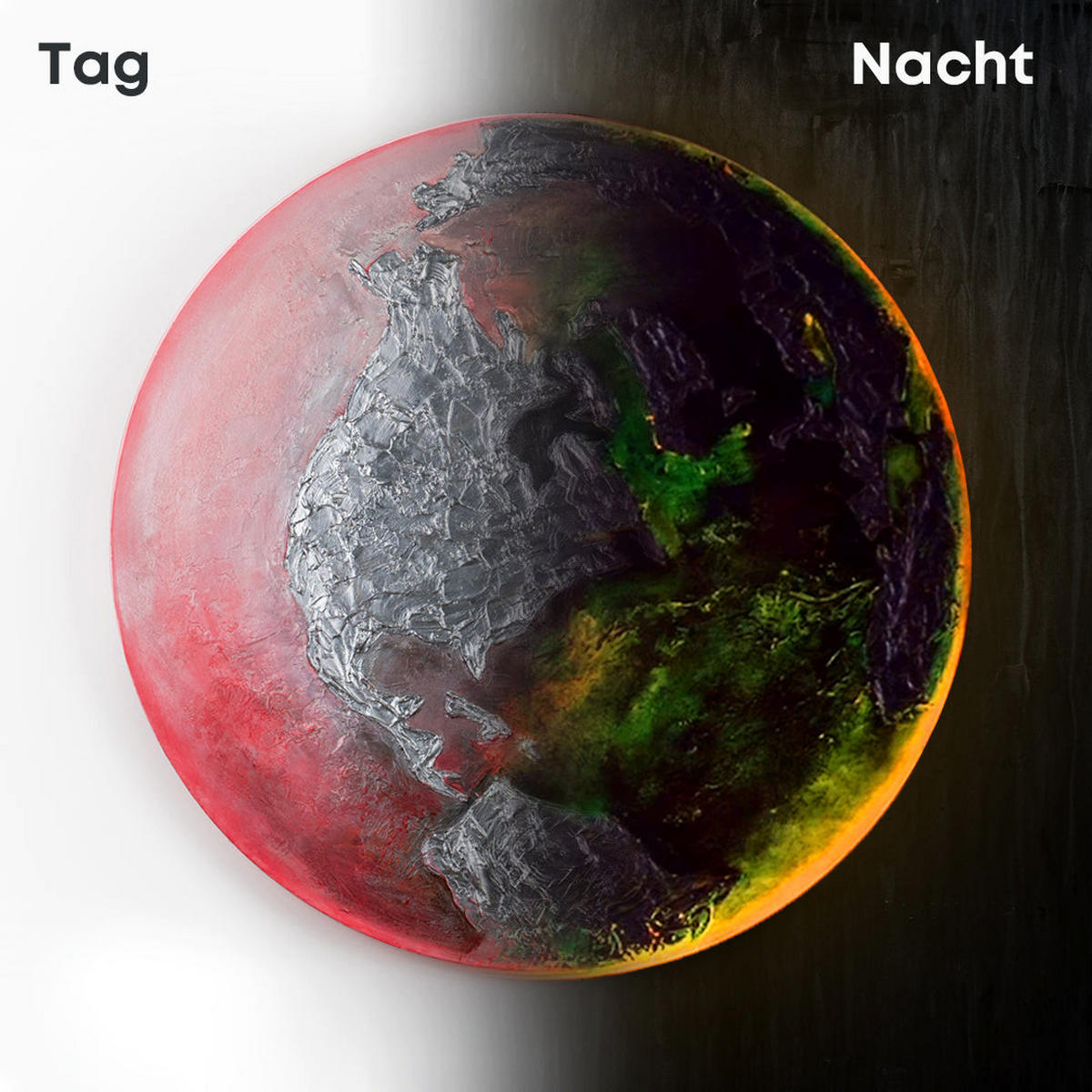 GEMÄLDE Erde nachtleuchtend 100 cm - Rot, Holz (100/4cm) - YS-art gallery
