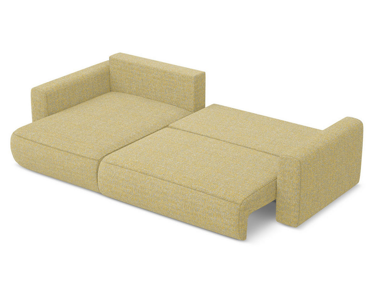 ECKSOFA mit Schlaffunktion Strukturstoff Stoff Gelb - Currygelb/Gelb, Kunststoff/Textil (149/278cm) - Makamii