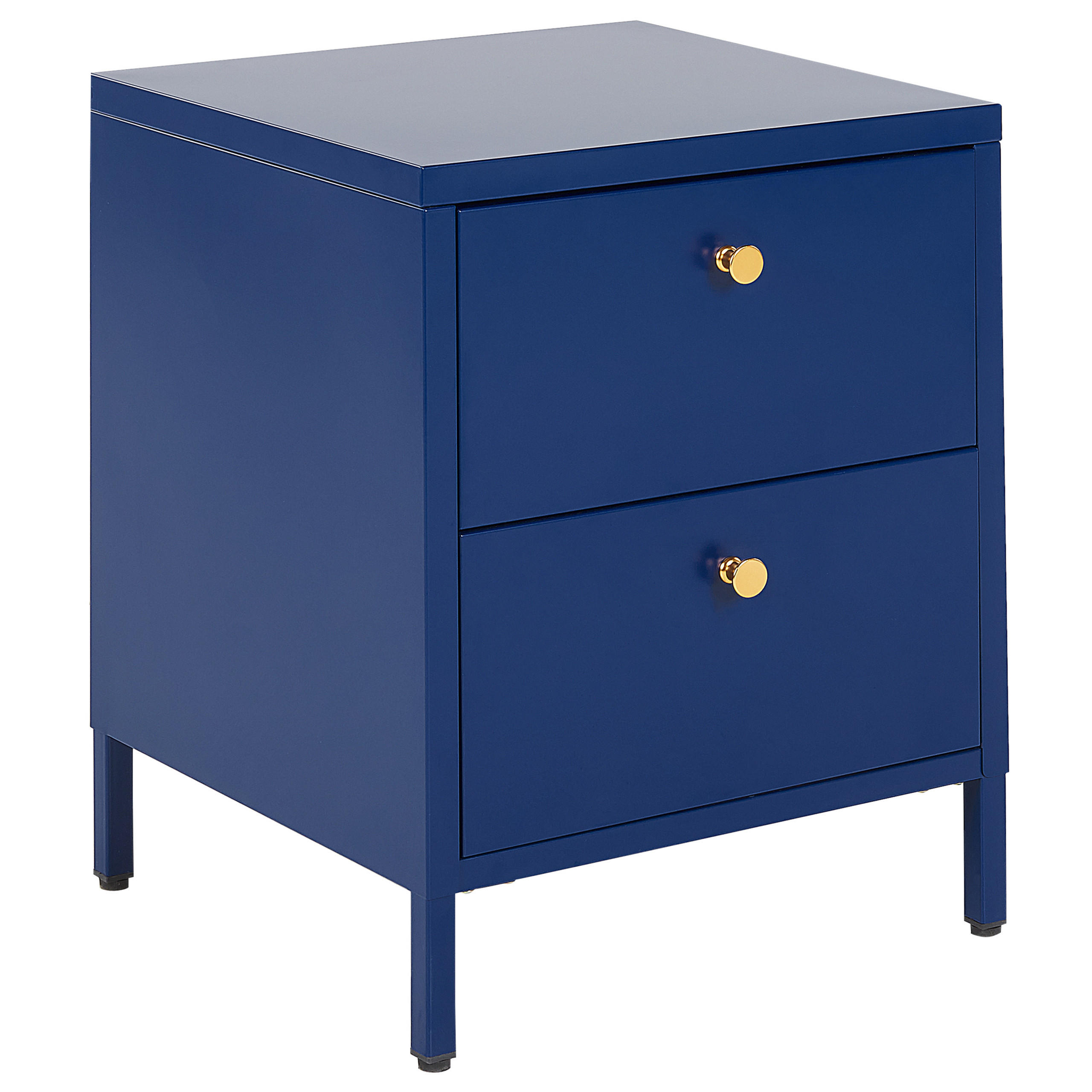 NACHTTISCH blau 2 Schubladen Kylea - Blau/Goldfarben, Metall (43/55/40cm) - Beliani