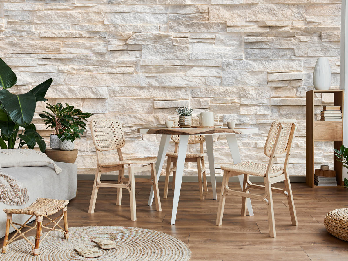 FOTOTAPETE für Wohnzimmer Beige Ziegel Rustikal Wand 300x210 - Beige/Braun, Papier (300/210cm) - Muralo