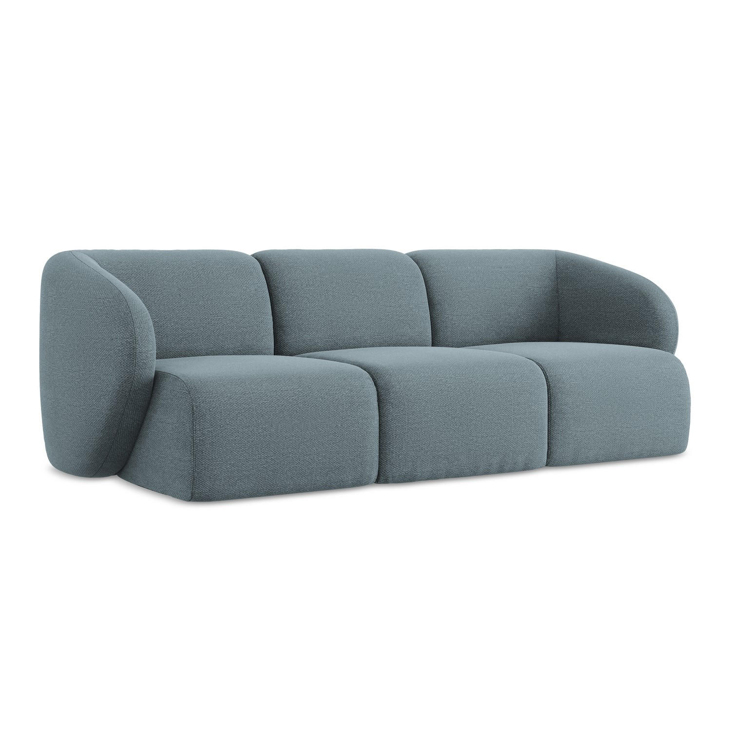 3-SITZER SOFA Bouclé Stoff Blau - Blaugrau/Schwarz, Holzwerkstoff/Kunststoff (244/75/94cm) - LaMiaSofa