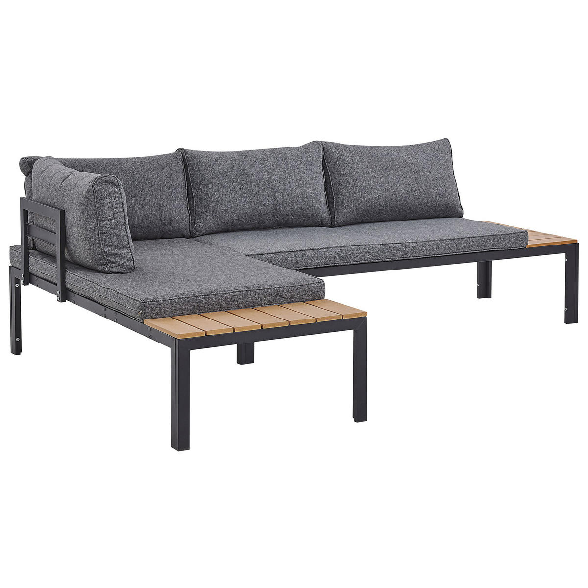 LOUNGE-SET 4-Sitzer schwarz modular Pienza - Schwarz, Holzwerkstoff - Beliani