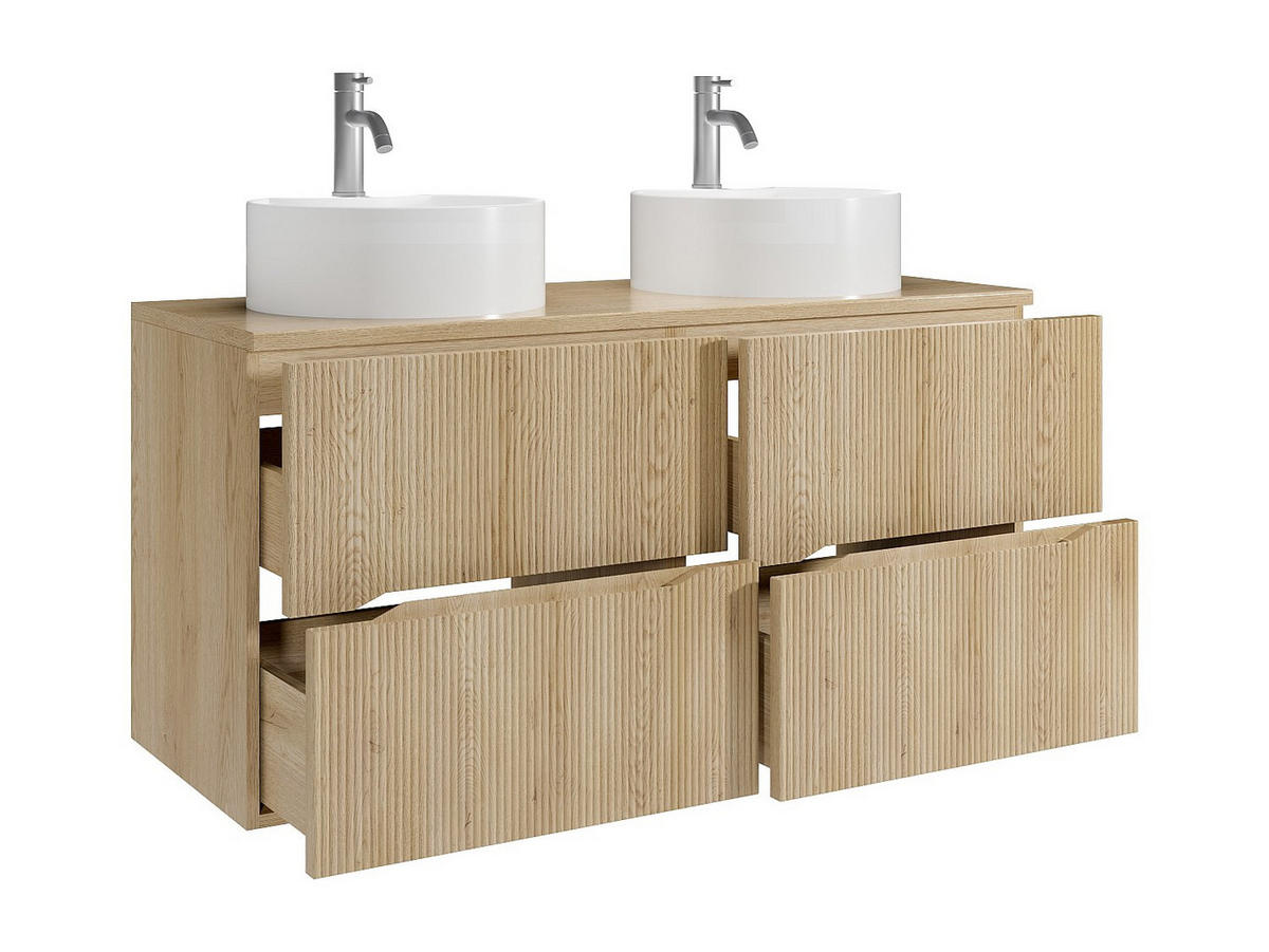 DOPPELWASCHTISCH - 120 cm x 46 cm - Holz, Platte - Naturfarben Hell - ORISO - Naturfarben, Holz (120/57/46cm) - Vente-Unique