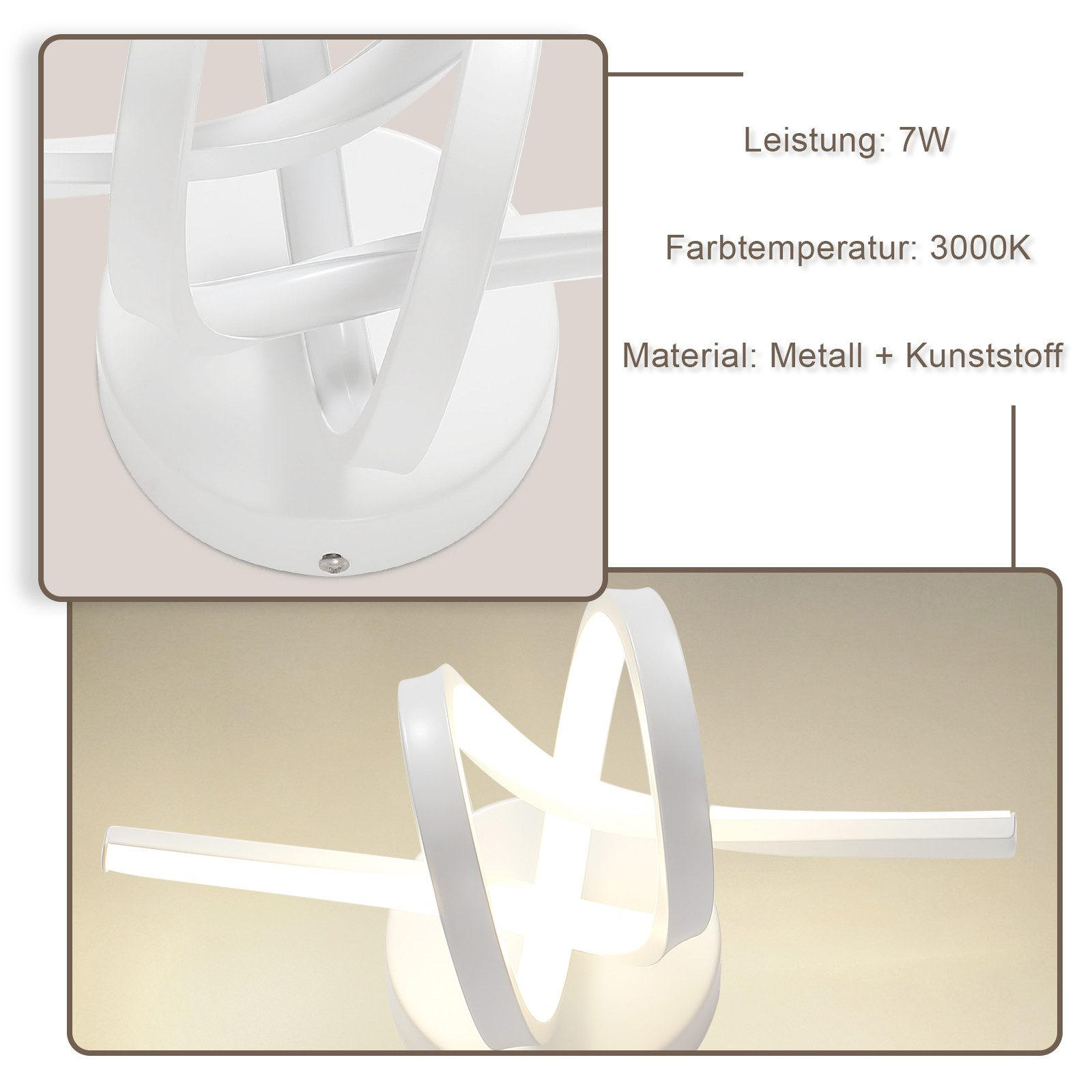 Thumbnail - Nettlife Led, Weiß, Metall, 31x19.5x17 cm, Lampen & Leuchten, Innenbeleuchtung, Wandleuchten
