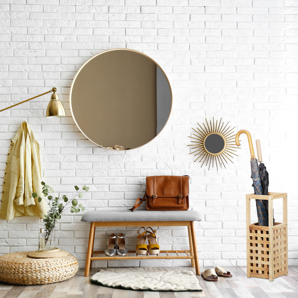 SCHIRMSTÄNDER - Hellbraun, Holz (18/50/18cm) - Relaxdays