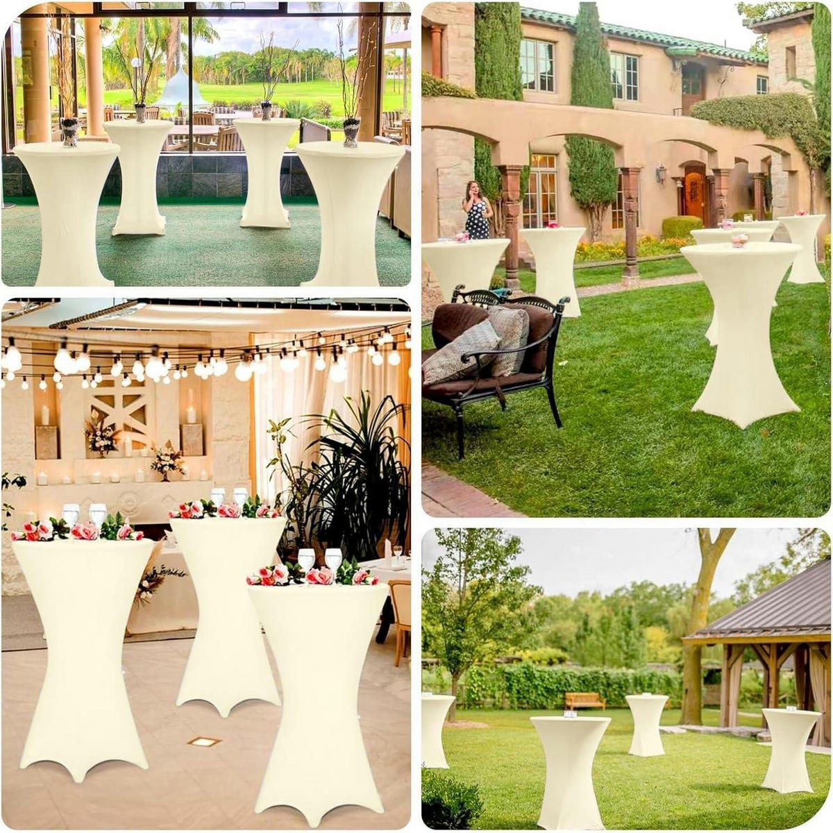 STEHTISCH Husse 3er-Set Beige 80-85 cm - Creme, Textil (80/110cm)