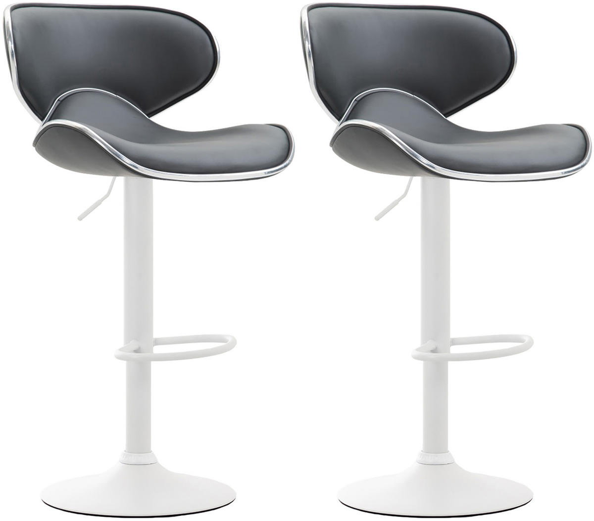 BARHOCKER 2er Set Las-Mallorcas Kunstleder weiß grau - Weiß/Grau, Kunststoff/Metall (46/108/49cm) - TPFLiving