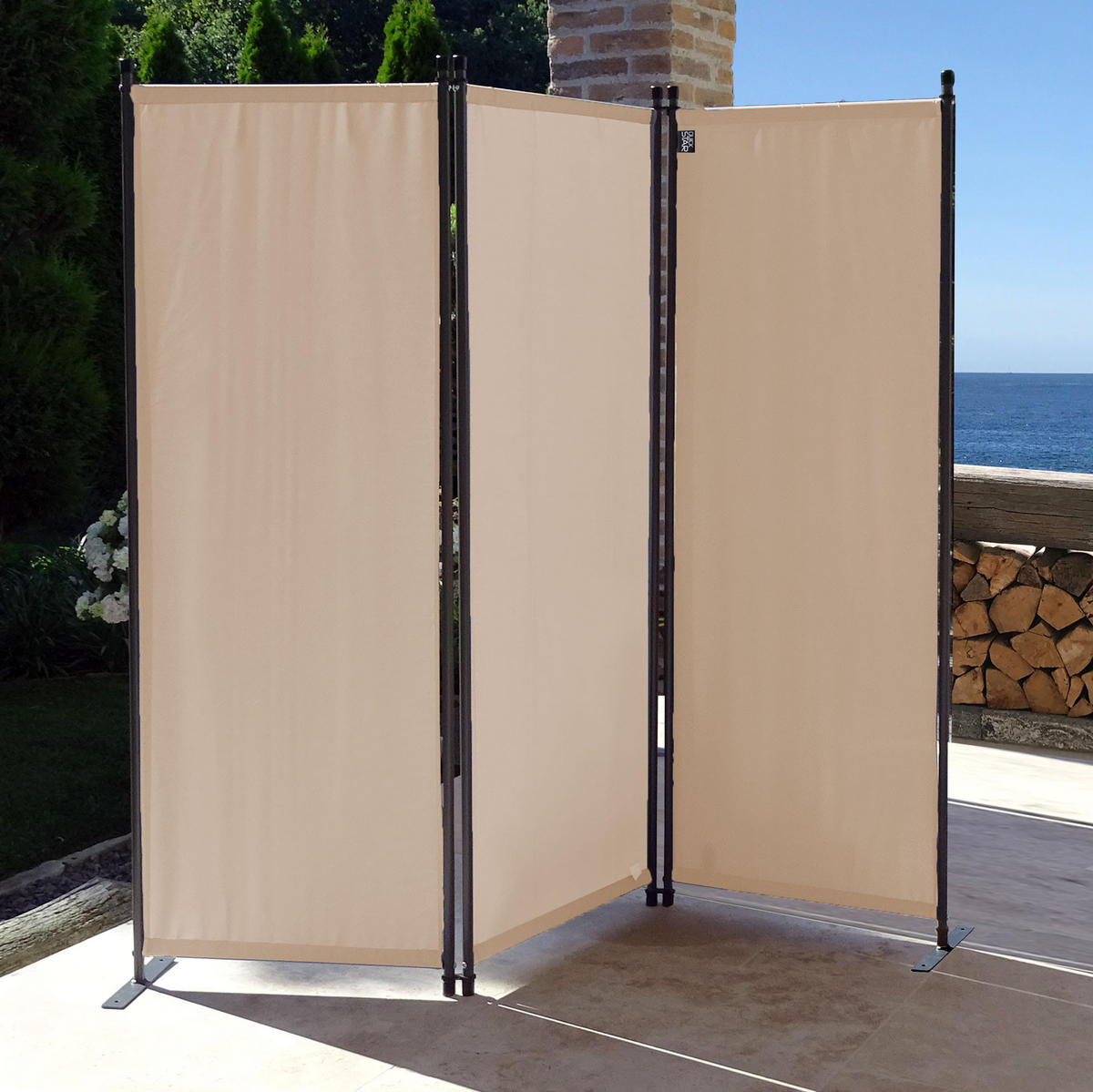PARAVENT 3-tlg. 170x165 cm Beige - Beige, Metall (170/165cm) - QUICK STAR