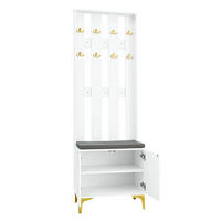 DIELENGARDEROBE 60,5/35,2/180,5 cm mit Sitzbank und Kissen in Weiß - Weiß, Holzwerkstoff (60.5/180.5/35.2cm) - BEAOK