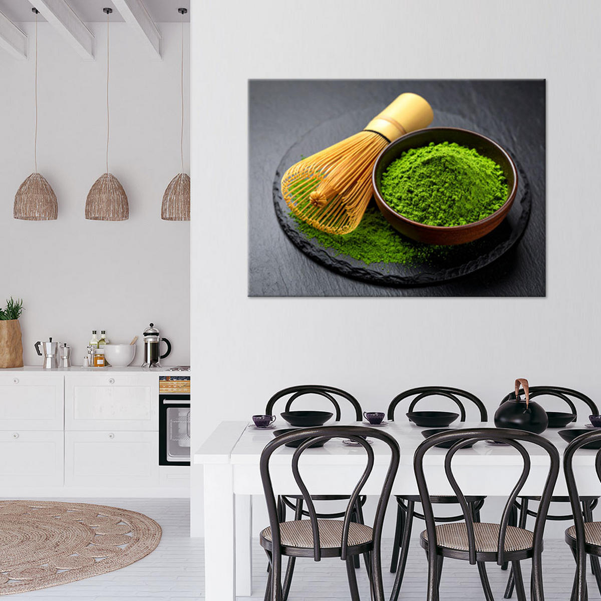 LEINWANDBILD Japanischer Matcha-Tee 60x40cm - Grün, Textil (60/40cm) - Feeby