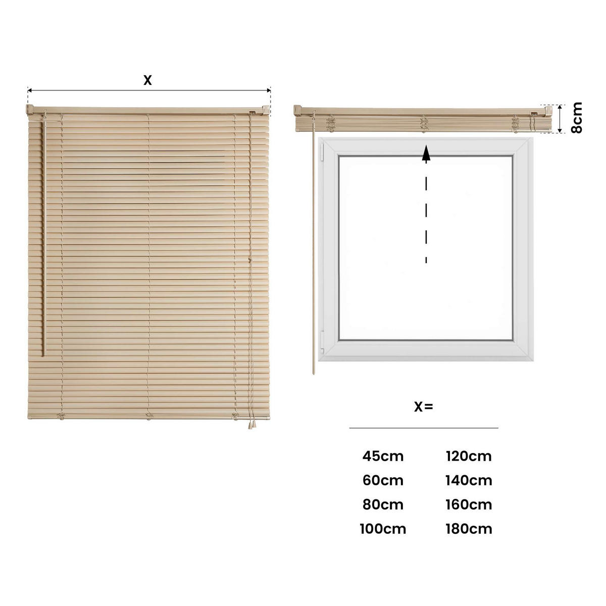 JALOUSIEN vinyl venetianische mit Taupe Zugschnur 90x160 - Braun, Kunststoff (90/160cm) - STORESDECO