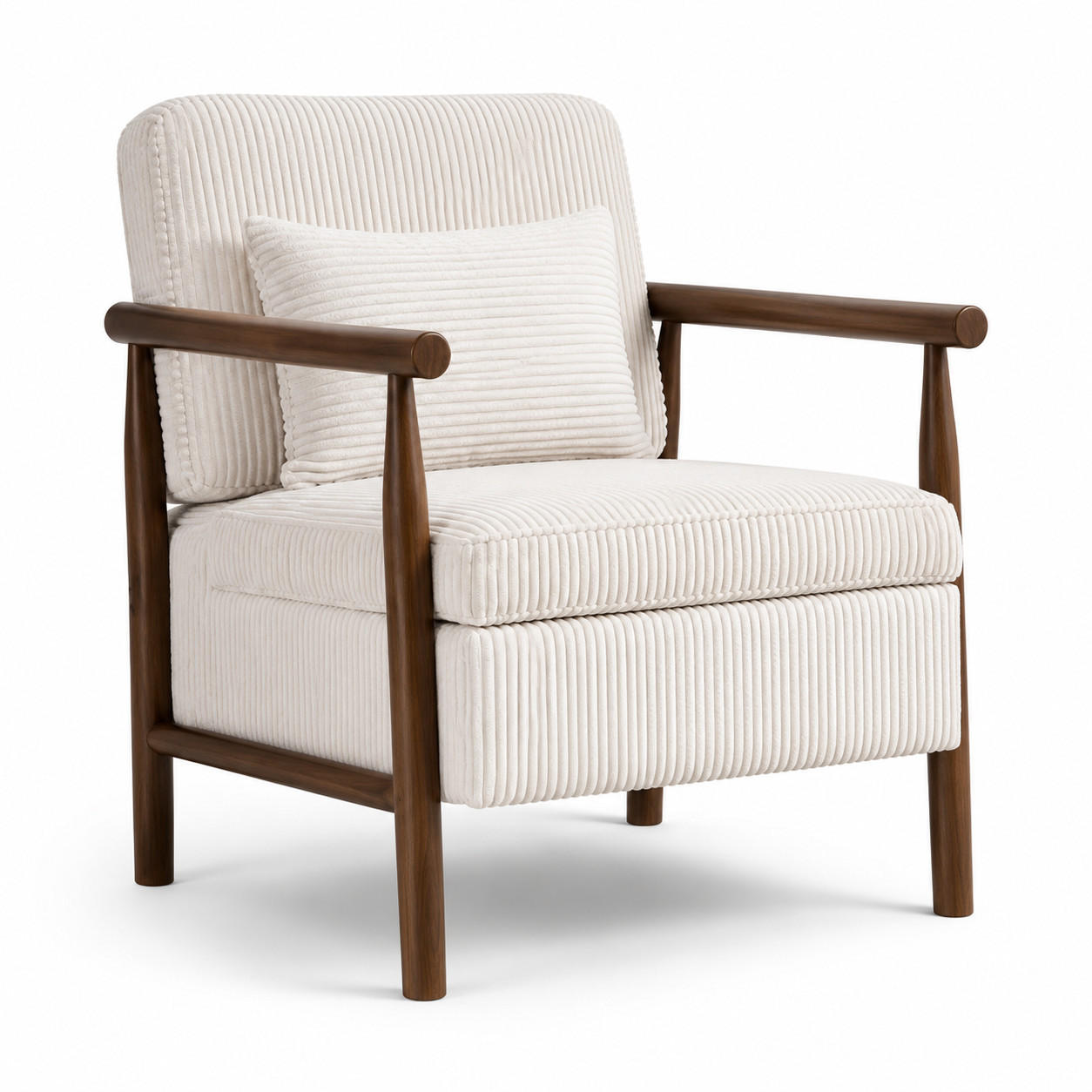 SESSEL Samt Weiß mit Stauraum und Kissen - Weiß, Holzwerkstoff/Textil (93/73/66cm) - WISHDOR