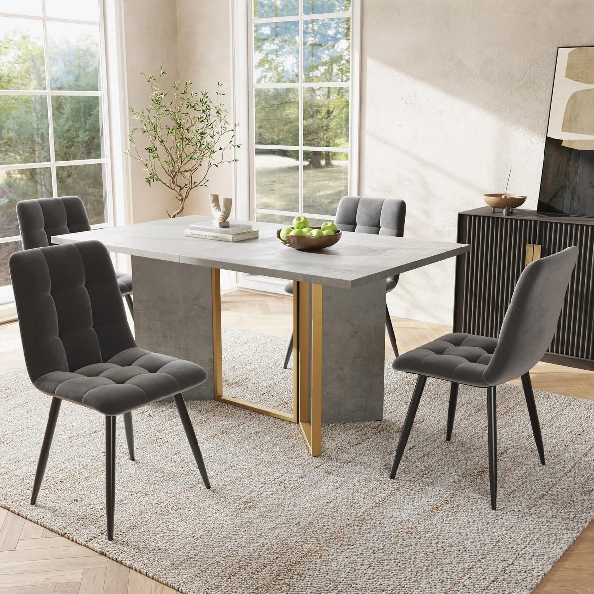 ESSTISCH Grau 119/70/75 cm - Grau, Holzwerkstoff/Metall (119/70/75cm) - Urban Meuble