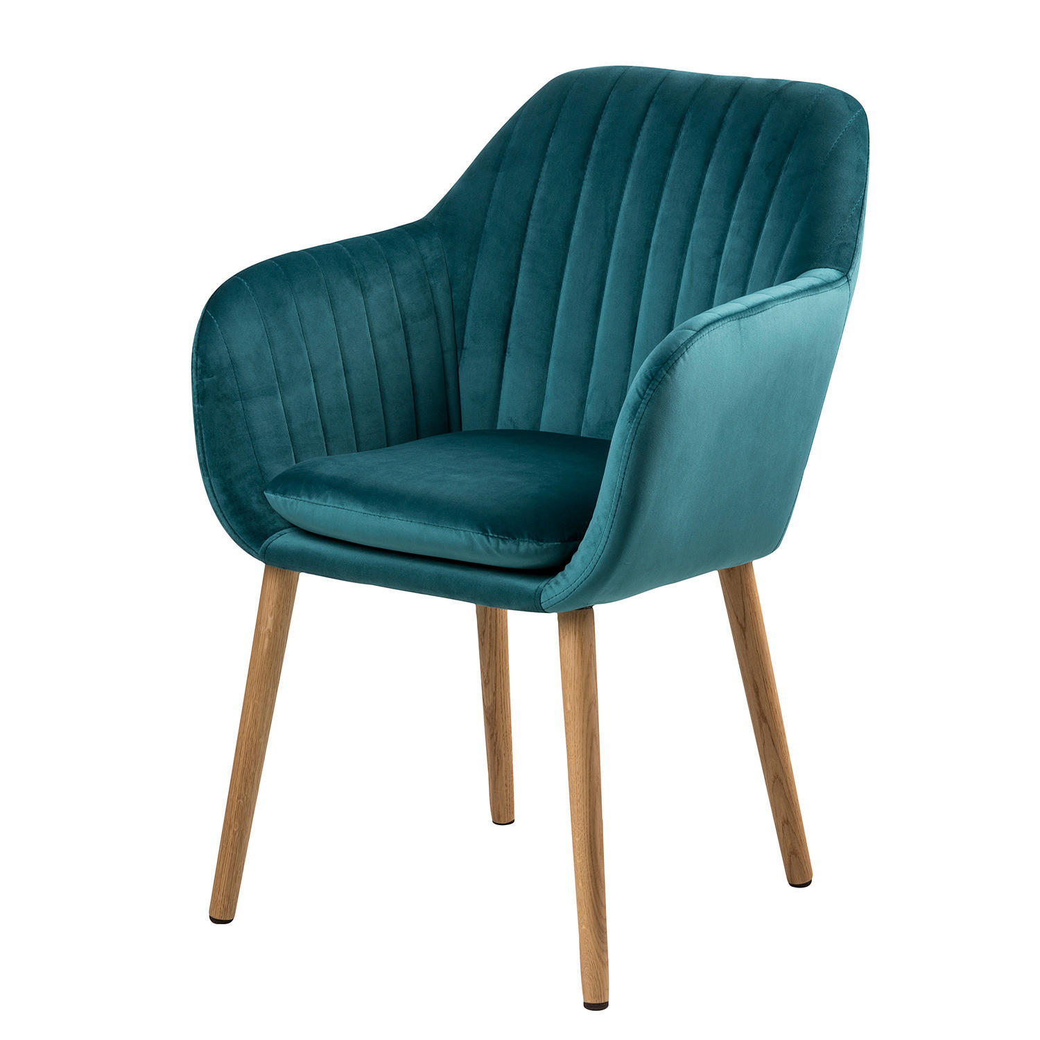 ARMLEHNENSTUHL - Textil / Massivholz - Eichefarben/Petrol, Eichenholz/Holz (57/83/61cm) - home24