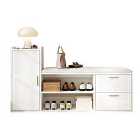 SCHUHSCHRANK Weiß Hochglanz 2 Schubladen 128x30x68cm Sitzbank - Weiß, Holzwerkstoff (30/68/128cm) - FLIEKS