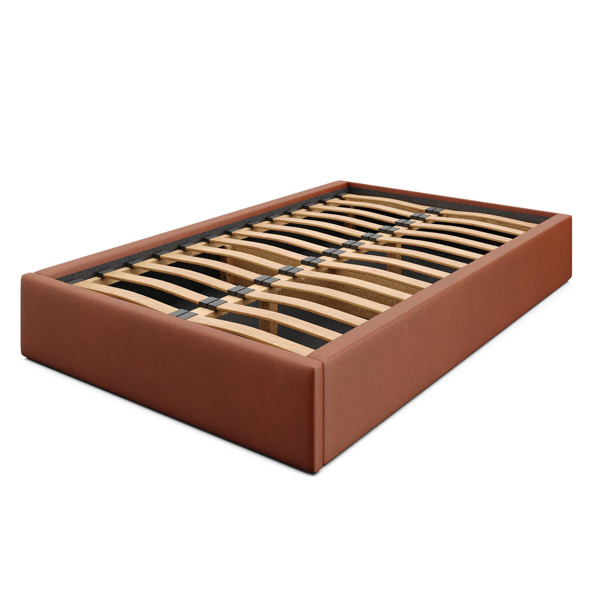 POLSTERBETT 120x200cm Bett mit Stauraum Lattenrost Honigfarbe - Orange/Braun, Holz/Holzwerkstoff (120/200cm) - Muralo