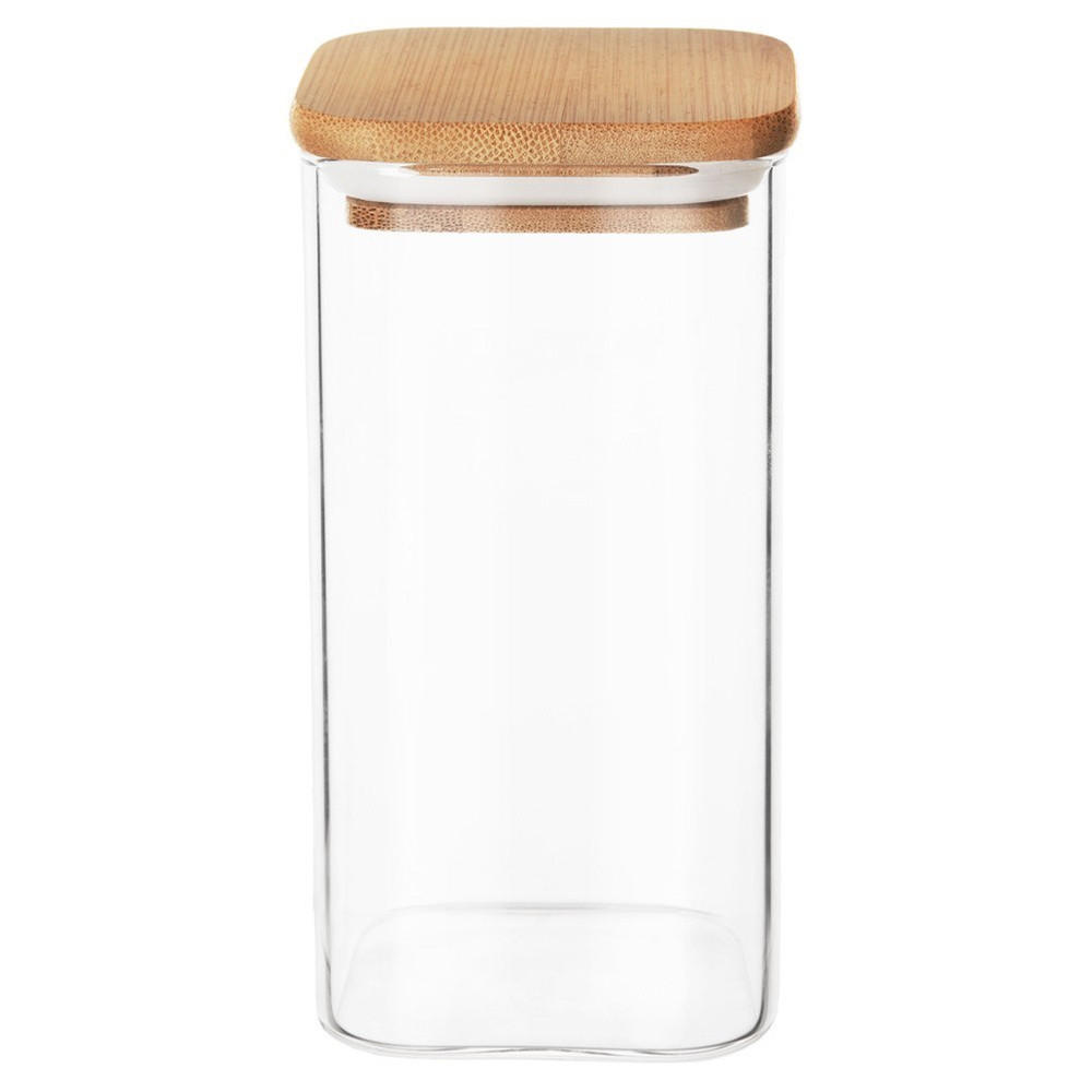 VORRATSGLAS quadratisch Bambus 1,5 l Transparent - Transparent, Glas (10.5/21/10.5cm) - Orion 