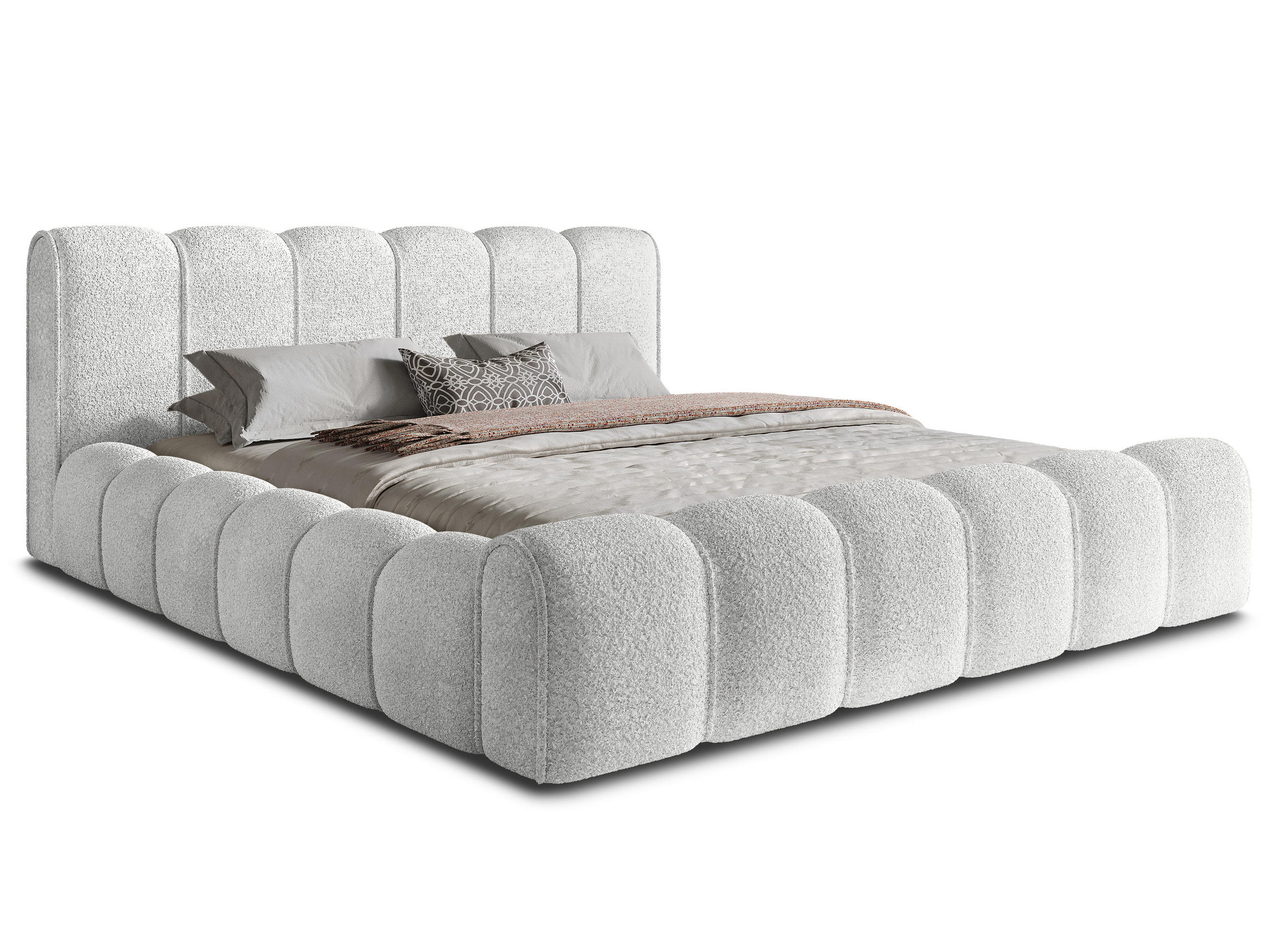 POLSTERBETT Adell 2 Off-White 140/200 cm Boucle mit Bettkasten - Weiß, Textil/Metall (140/200cm) - wonello