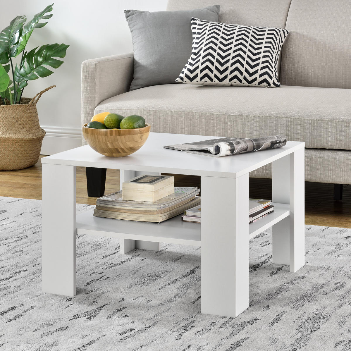 COUCHTISCH Aachen 60/60/40 - Weiß, Holzwerkstoff (60/60/40cm) - [en.casa]
