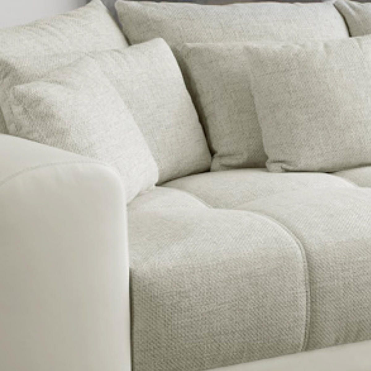 BIG-SOFA Federkern B306/T134/H86 cm, Liegefläche 120x240 cm, Korpus Kunstleder Weiß+Bezug Web-Strukturstoff Grau Beige / 15113 - Chromfarben/Greige, Kunststoff/Textil (306/86/134cm) - luma-home