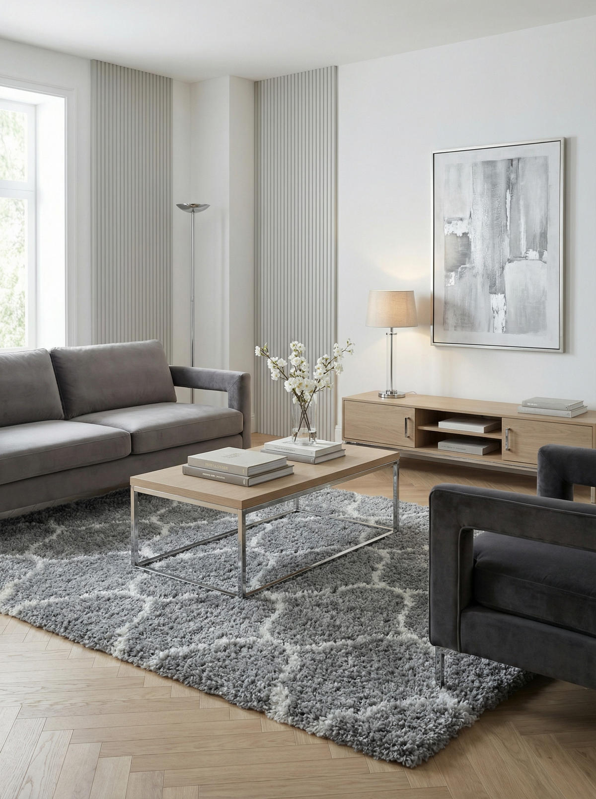 TEPPICH Waschbar Shaggy Scandi Kuschelig Schlafzimmer Strapazierfähig Grau 280x370 cm Flur – RONDA - Grau, Textil (280/370cm) - KADIMA DESIGN