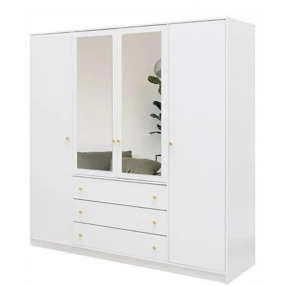 Beautysofa Drehtürenschrank Weiß 196x200x58 cm