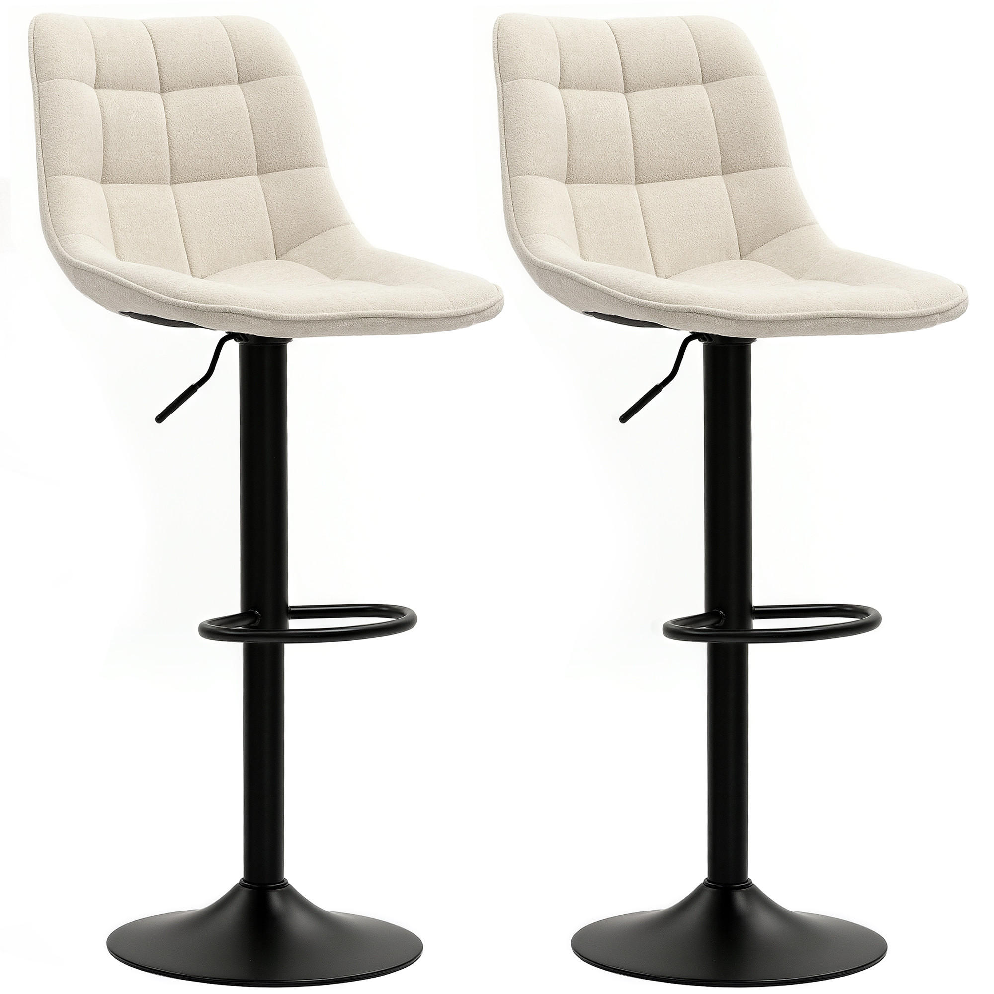 BARHOCKER 2er Set, Höhenverstellbar, Beige - Beige, Kunststoff (53/117/47cm) - HOMCOM